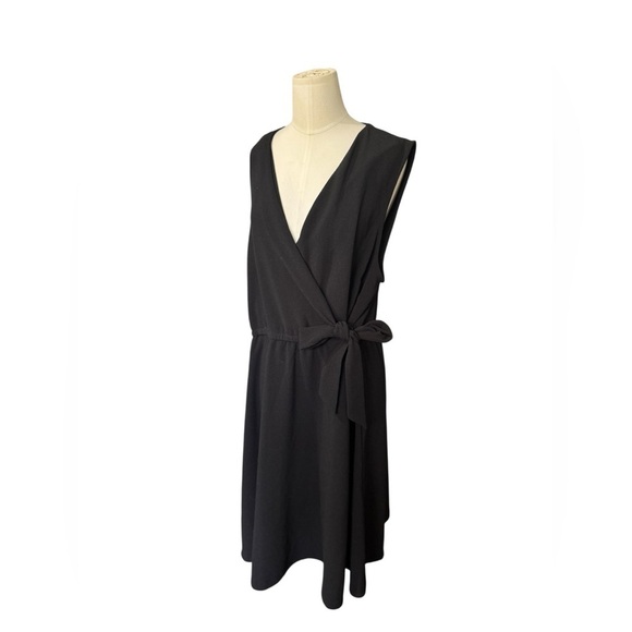 EUC Lane Bryant Black A-Line Midi Dress 18/22 Belt Formal Sleeveless - Picture 3 of 5